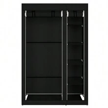 FCH 67" Portable Clothes Closet Wardrobe With Non-Woven Fabric And Hanging Rod Quick And Easy To Assemble Black - Black - View 6