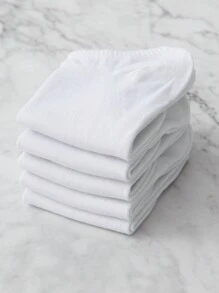 5pairs Women's Solid Color Ankle Socks - White - View 2