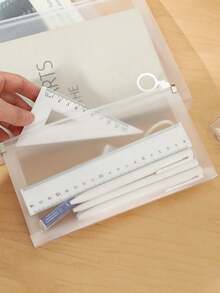 1入透明a4拉鍊信封袋,適用於文具,防水考試試卷組織筆袋,搭配圓珠筆 - 無色 - 查看 5