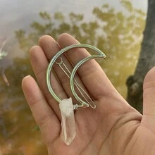 1 件装新月发夹水晶首饰蛋白石看起来像月光石首饰发饰女孩女士发夹女友礼物 - 彩色 - 查看 12