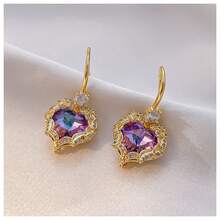 1套海洋風心形彩色立方氧化鋯鑽飾品套裝,包含項鍊和耳環 - 海洋之心 - 查看 3