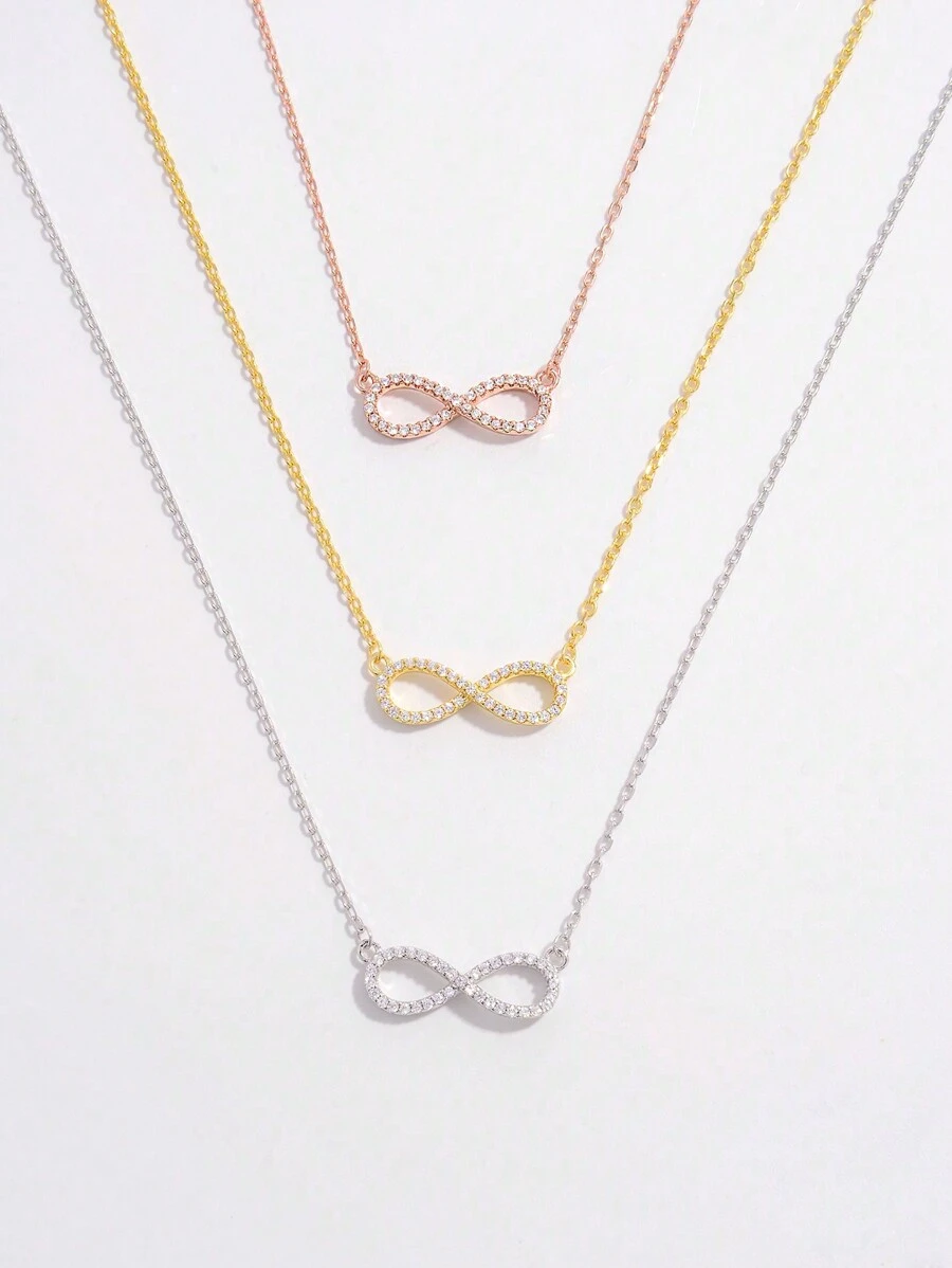 1件經典優雅時尚的925純銀8字無限符號吊墜項鍊,配以人工鋯石,適合女性約會、派對、宴會及日常佩戴,展現魅力,是一份禮物