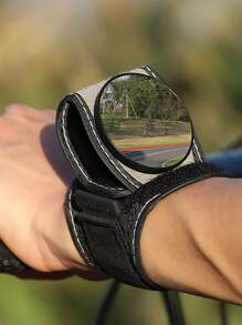 1入手持凸鏡輕盈手腕鏡,適用於騎行的自行車後視鏡 - 黑色 - 查看 1