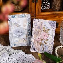 30片裝復古花卉裝飾材料紙張,適用於筆記本、手機、平板電腦、杯子、信封、卡片和備忘錄,帶有書寫功能 - 彩色 - 查看 9