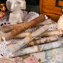 30片裝復古花卉裝飾材料紙張,適用於筆記本、手機、平板電腦、杯子、信封、卡片和備忘錄,帶有書寫功能 - 彩色 - 查看 6