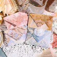 30片裝復古花卉裝飾材料紙張,適用於筆記本、手機、平板電腦、杯子、信封、卡片和備忘錄,帶有書寫功能 - 彩色 - 查看 5