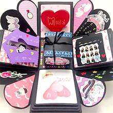 1 Pieza Cuadrado Caja Sorpresa Explosiva Bricolaje Álbum De Regalo Creativo Hecho A Mano Para Pareja - Negro - Ver 3