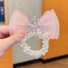 1 件女孩網狀皇冠和珍珠裝飾髮帶 - 彩色 - 查看 4