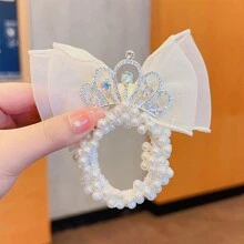 1 件女孩網狀皇冠和珍珠裝飾髮帶 - 彩色 - 查看 7