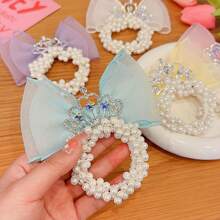 1 件女孩網狀皇冠和珍珠裝飾髮帶 - 彩色 - 查看 5