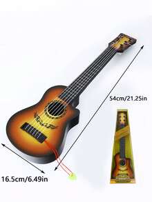 1pc Plastic Guitar Toy, Playable For Beginner, Imitation Musical Instrument, Educational Music Toy - Apricot - View 2