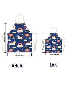 1pc Linen Apron With Unicorn, Butterfly, Dog, Lightbulb And I Love You Pattern - Silver - View 2