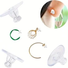 100 Miếng Chống trượt Silicone Hoa tai , Trong suốt Cao su Tai phích cắm , Phụ kiện trang sức - Nhiều màu - Xem 4
