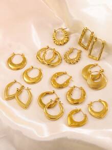 1 Pair Fashionable Geometric Stainless Steel Earrings, Suitable For Women's Daily Wear Or Stylish Commute