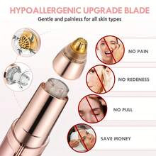 無痛無毛女用刮毛設備,可充電修眉修髮器-面部和鼻毛精確刮除工具,瞬間和無痛刮毛,旅行禮物 - 玫瑰金 - 查看 3