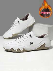 Men's Snow Shoes Plush Winter Warm Shoes Fashion Daily Casual Light Soft Solid Color Round Toe Light Lacing Flat Loafers Retro Fashion Casual Men's Daily Travel Commute To Work Spring Winter Autumn PU Leather Trainers Winter Shoes Men Men Casual Shoes Simple Holiday Academy Daily Travel Street Men White Sneakers Men