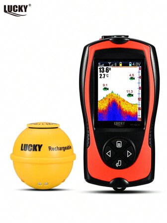 Detector de peces inalámbrico recargable Lucky FF1108-1CWLA, detector de peces con sonda de 45M de profundidad, detector de pesca portátil