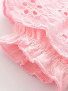 女婴可爱流苏泡泡袖翻领连体衣，适合日常穿着，夏季