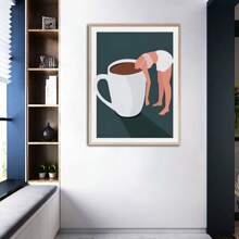 1入組畫布牆藝術，印花抽象女孩咖啡海報圖片，現代廚房用藝術畫，飾家裝飾畫（無框） - 彩色 - 查看 6