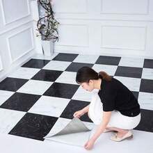 1片模擬厚大理石地磚貼紙,pvc材質,防水,自粘式,用於客廳廁所廚房家居地面裝飾 - 青碧色 - 查看 3