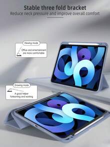 1pc Acrylic Skin-Touch Fabric Anti-Bending Back Cover Tablet Protective Case, Compatible With Ipad Mini 6/Air/Air2/10.2/10.5/10.9/11/12.9/10th - Dusty Purple - View 5