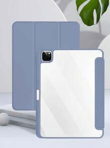 1pc Acrylic Skin-Touch Fabric Anti-Bending Back Cover Tablet Protective Case, Compatible With Ipad Mini 6/Air/Air2/10.2/10.5/10.9/11/12.9/10th - Dusty Purple - View 1