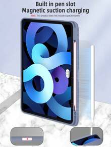 1pc Acrylic Skin-Touch Fabric Anti-Bending Back Cover Tablet Protective Case, Compatible With Ipad Mini 6/Air/Air2/10.2/10.5/10.9/11/12.9/10th - Dusty Purple - View 2