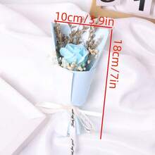 1pc Lady'S Valentine'S Day Gift Box, Including Gypsophila & Dried Flowers & Preserved Rose Mini Bouquet, Great Gift For Couples, Artificial Flowers - Blue - View 2