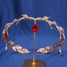 1件紅色水滴形石頭紋眉頭飾冠式髮箍,適用於婚禮、晚宴、舞蹈表演和日常使用 - 紅色 - 查看 11