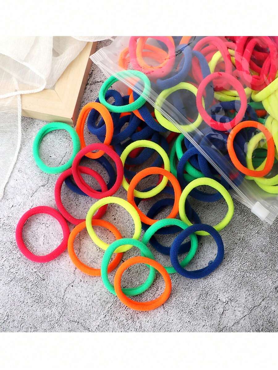 20入組女性基本髮帶,4cm簡單純色彈性髮圈,髮飾品 - 彩色 - 查看 1