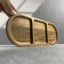 1入木質托盤,適用於早餐、甜點、麵包、小吃、壽司、珠寶,多功能盤 - 黃色 - 查看 3