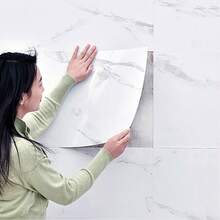 1pc Simulated Thick Marble Tile Floor Sticker, PVC, Waterproof, Self-Adhesive, For Living Room Toilet Kitchen Home Floor Decor - Black - View 7