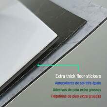 1pc Simulated Thick Marble Tile Floor Sticker, PVC, Waterproof, Self-Adhesive, For Living Room Toilet Kitchen Home Floor Decor - Black - View 5
