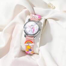 兒童手錶,可愛獨角獸圖案石英手錶,彩虹色運動錶帶,適合男孩和女孩 - 粉色 - 查看 1