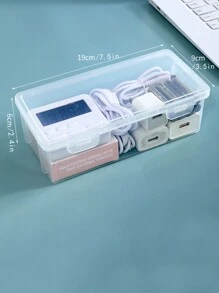 1 件數據線收納盒塑膠手機充電器數據線收納盒電源線整理器 - 透明 - 查看 4