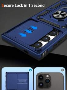 新品军用级防震手机壳带磁环支架系列，高品质工艺，兼容 Apple 11/12/13/14/15 Pro Max、三星、OPPO、Vivo、Redmi Note 11/12 Pro - 藍色 - 查看 2