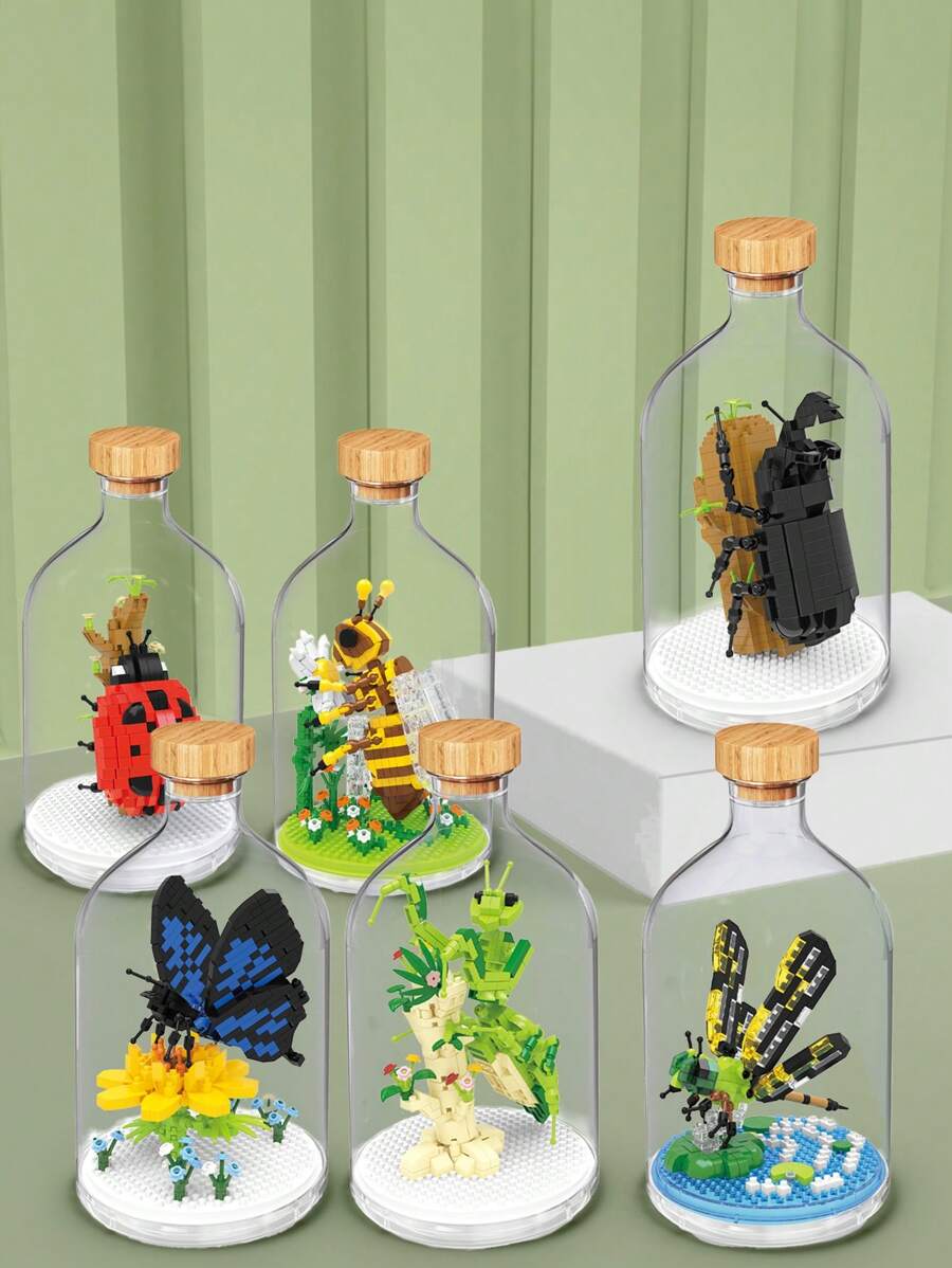 A Bottle of Rhinoceros Beetle Mini Building Blocks Set Insect Bricks