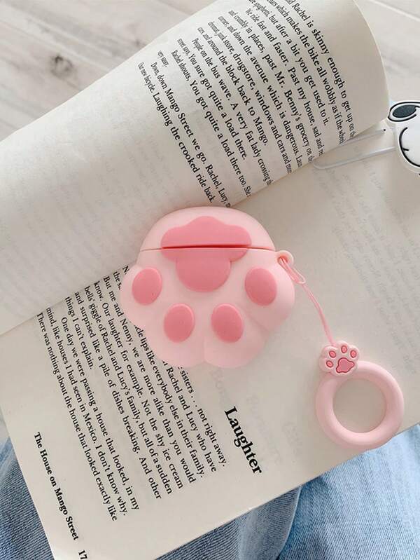 1 pezzo Copri auricolari in silicone 3D carino con motivo a zampa di gattino rosa, compatibile con Airpods 1/2/3 Pro/Pro 2, antiurto, anti-graffio, per prevenire danni alla custodia di ricarica dell`auricolare, bellissimo ed esclusivo per studenti/ragazze Kawaii