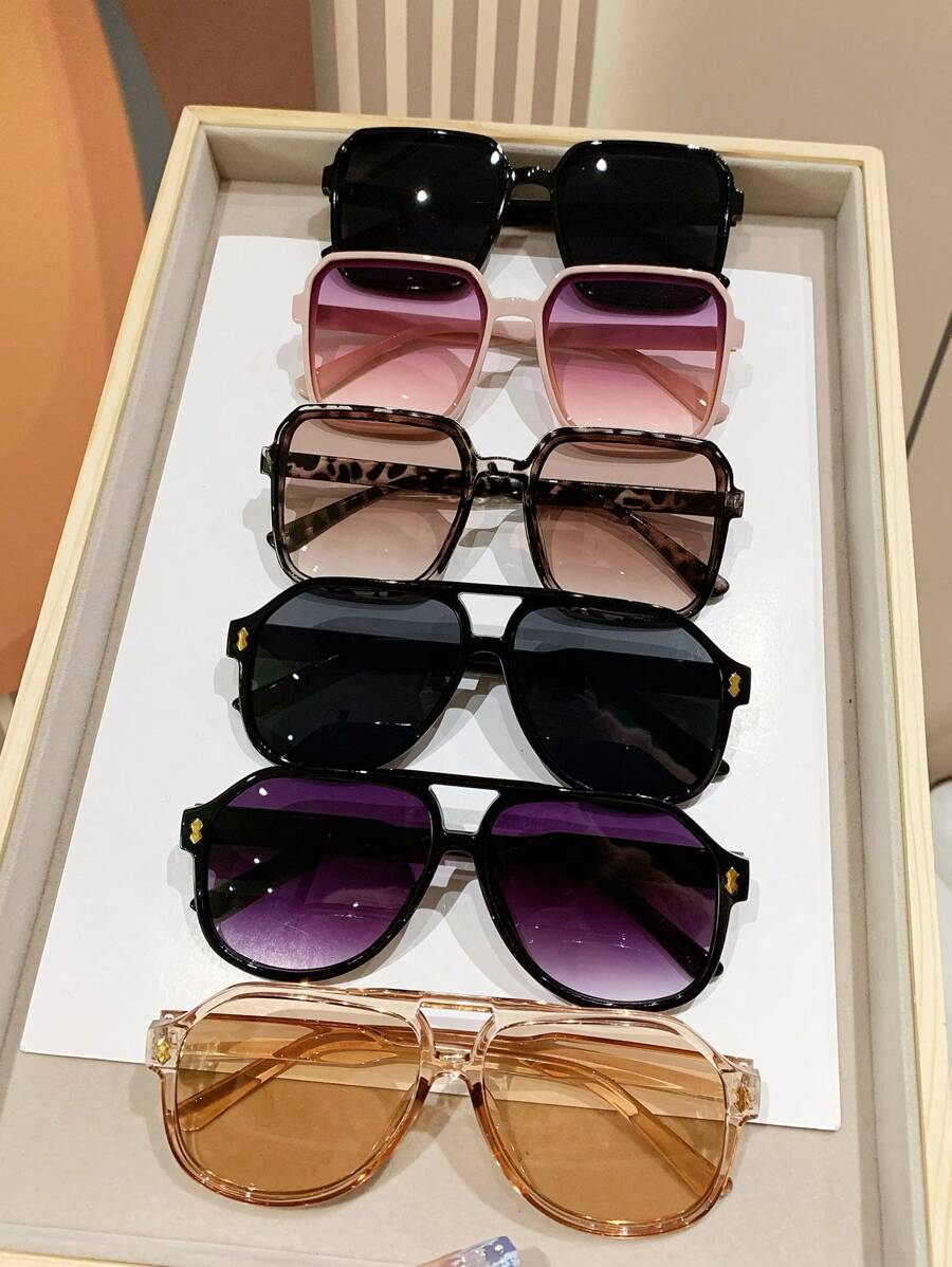 6pcs/Set Vintage Oversized Plastic Decor Pilot Style Fashion Eyeglasses