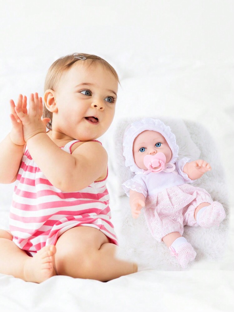 30 公分重生娃娃玩具柔軟矽膠嬰兒娃娃玩具,可愛粉紅娃娃毛絨玩具適合睡覺的孩子,12 英寸 - 粉色 - 查看 5