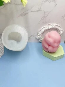 1pc Heart Holding Bunny Candle Mould Hand In Hand Rabbit Mold 3d Silicone For Resin, Chocolate, Ice Cube, Aromatherapy Wax, Gypsum - White - View 4