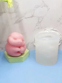 1pc Heart Holding Bunny Candle Mould Hand In Hand Rabbit Mold 3d Silicone For Resin, Chocolate, Ice Cube, Aromatherapy Wax, Gypsum - White - View 5