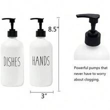 LAOPAO 1pc 500ml Black And White Glass Bottle Empty Dispenser Bottle For Hand Soap And Shower Gel, Press Type - WHITE DISHES - View 4