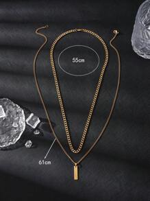 2入組簡約時尚不鏽鋼男士鍊條項鍊 - 金黃色 - 查看 3