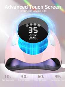 UV LED Lámpara de Uñas, 120 Watt Secador Rápido de Esmalte de Uñas de Gel Profesional Lámpara de Curado Profesional para Uñas de las Manos y de los Pies Máquina de Esmalte de Uñas de Gel con 4 Temporizadores Pantalla Táctil Ajustable Lámpara de Curado Rápido Profesional para Casa y Salón Mango Portátil Máquina de Uñas de Gel Lámpara de Curado Secador de Uñas (Sun BQ5T) (Rosa) - Rosa - Ver 2