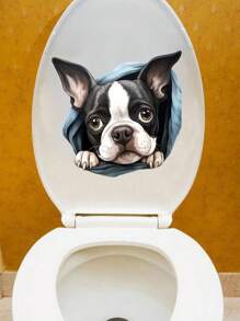 創意新設計可愛狗自粘牆貼,適用於廁所、冰箱、浴室,防水可拆式裝飾貼紙 - 彩色 - 查看 3