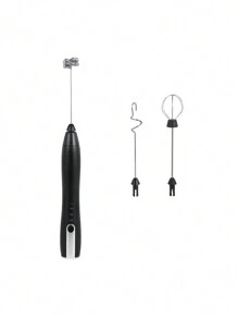 Handheld Milk Frother, Stirrer, Mixer And Wisker For Coffee, Tea, Latte, Cappuccino, And Hot Chocolate Drink Prep And Fast&Easy Foam Creation, USB Re Chargeable, No Batteries Needed, Three Interchangeable Mixing Heads - Black - View 1