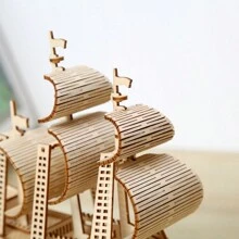 3d成人木質拼圖,復古木製船模套件,最佳禮物主意-帆船 - 彩色 - 查看 5