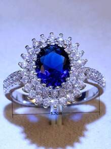 1pc Luxury Ring With Shiny Rhinestones, Suitable For Engagement, Wedding Or Parties Decorated By Brides