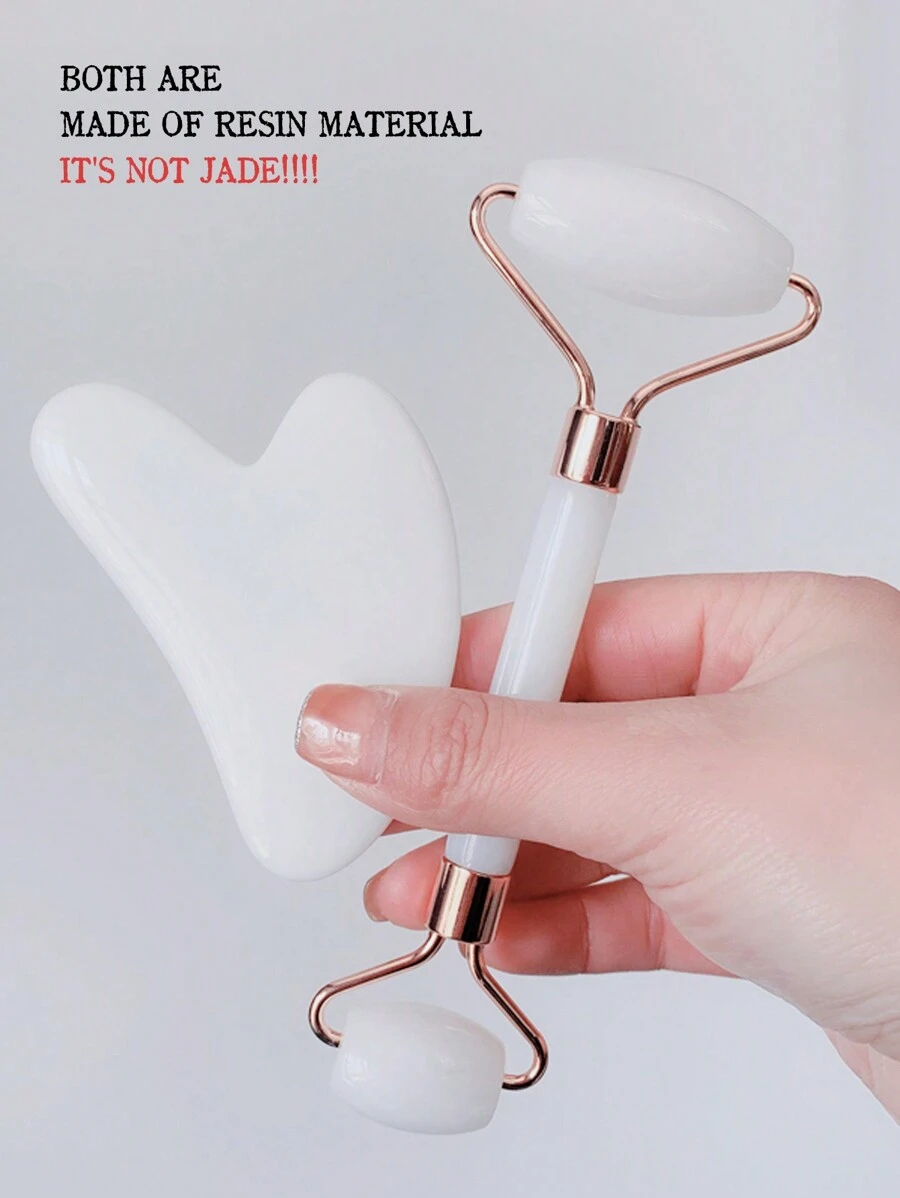 1入組白色刮痧套裝樹脂工具臉部護膚面部身體針灸緩解肌肉緊張減少浮腫節日禮物刮痧工具 - 白色 - 查看 1